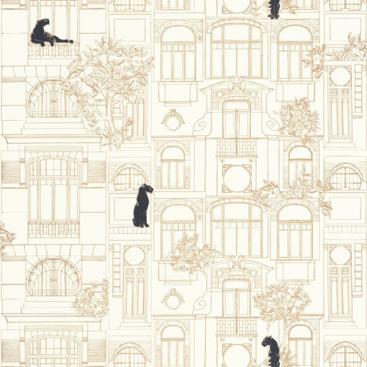 103780264 James Golden Age Blanc Noir Or Wallpaper By Caselio