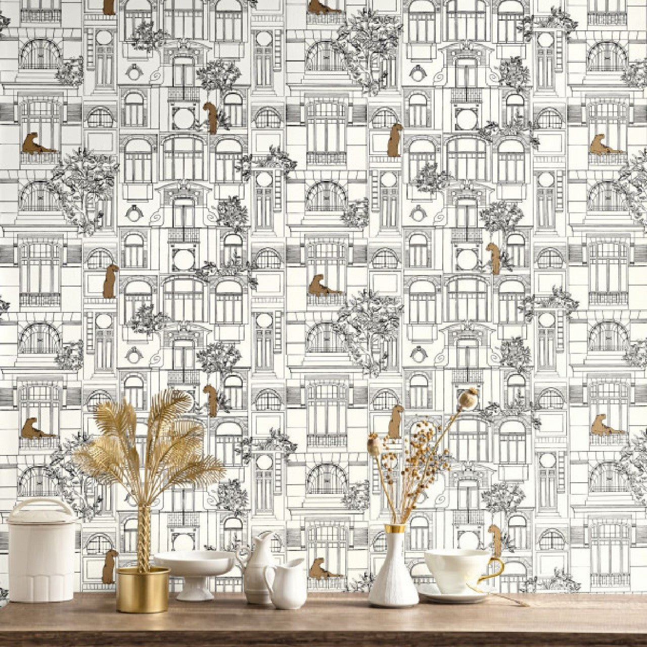 103780973 James Golden Age Noir Blanc Or Wallpaper By Caselio