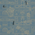 103786286 James Golden Age Bleu Paon Or Wallpaper By Caselio