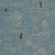 James Golden Age Bleu paon or Wallpaper By Caselio