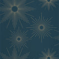 William Golden Age Bleu Paon Or Wallpaper by Caselio