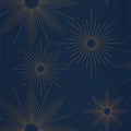 William Golden Age Bleu Nuit Cuivre Wallpaper by Caselio
