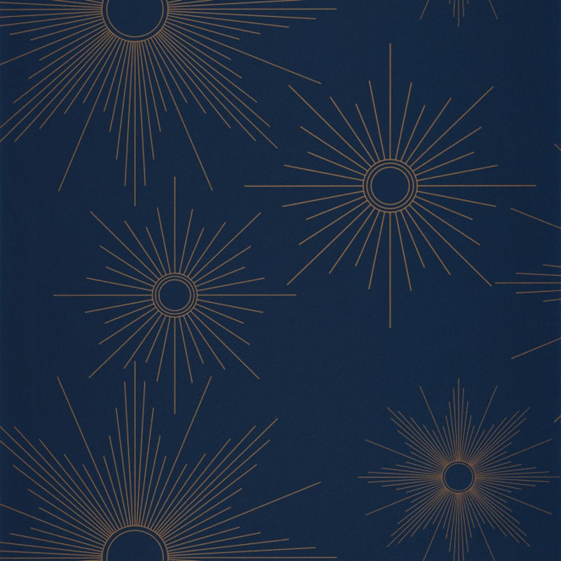 103816556 William Golden Age Bleu Nuit Cuivre Wallpaper By Caselio