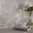 103817 Baroque Bead Platinum Established Wallpaper by Graham and Brown