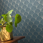 103826217 Edgar Golden Age Bleu Canard Or Wallpaper By Caselio