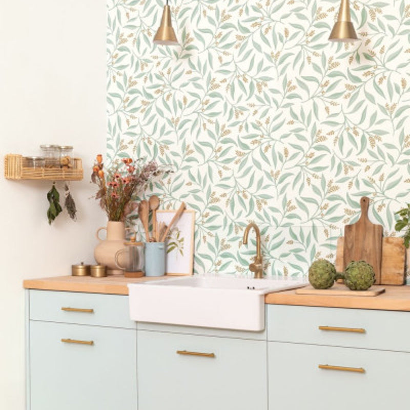 103880748 Grasse Green & Co Vert de Gris Wallpaper By Caselio