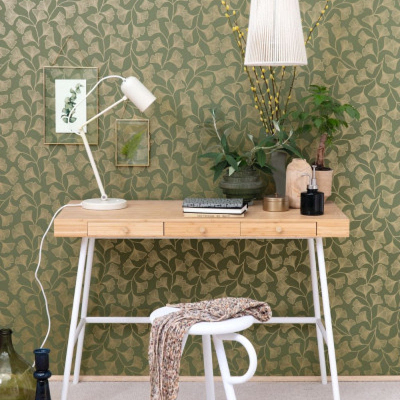 Osaka Green & Co Vert de Gris Wallpaper By Caselio