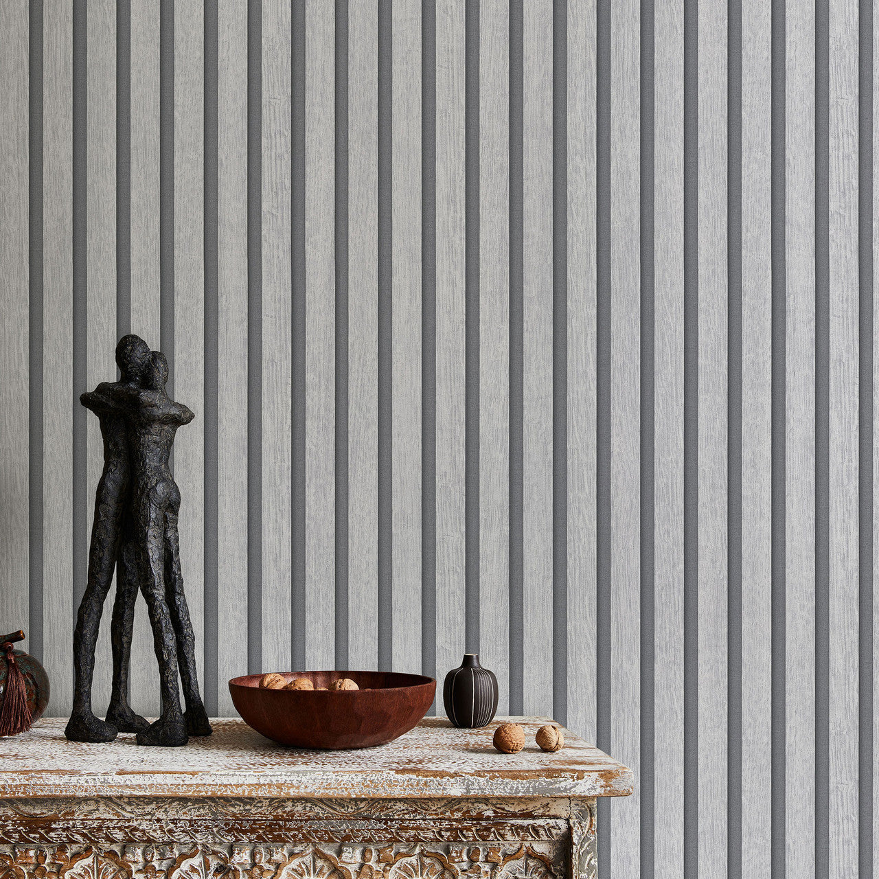10400-31 Acoustic Wood Panelling Grey Wallpaper By Erismann