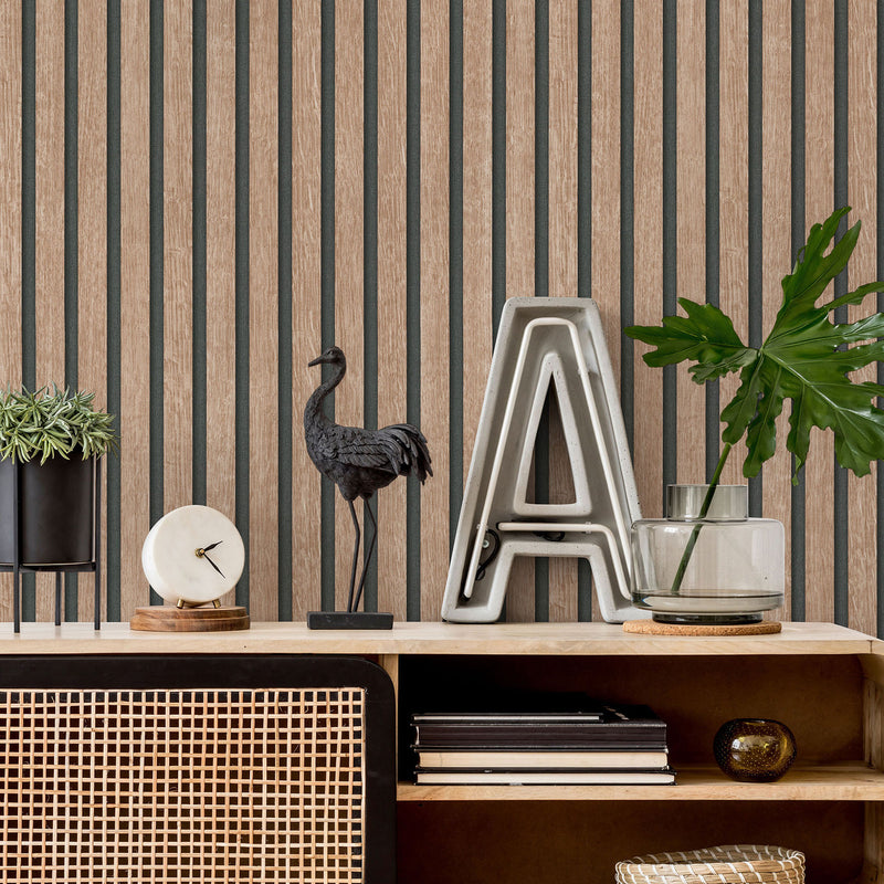 10400-32 Acoustic Wood Panelling Beige Wallpaper By Erismann