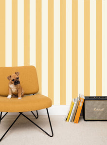 Linen Lines Jaune Soleil Line Up Wallpaper by Caselio
