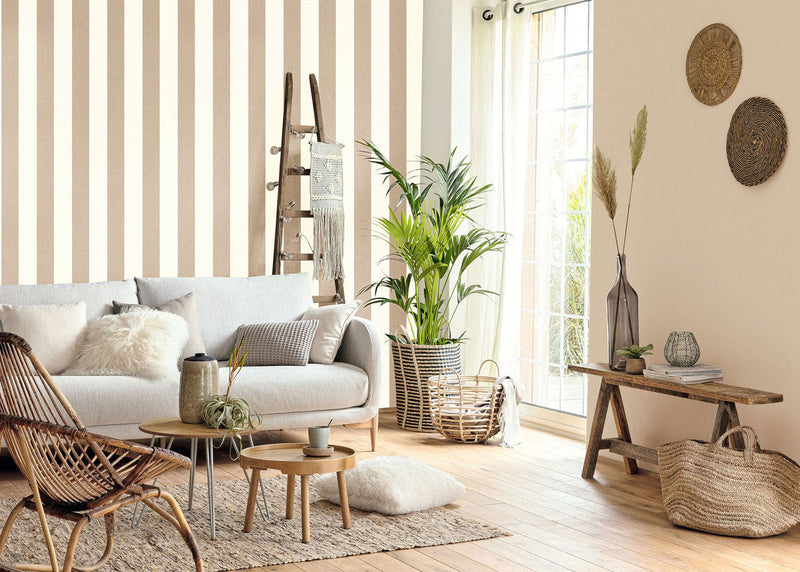 MIP104042167 Linen Lines Taupe Wallpaper by Caselio