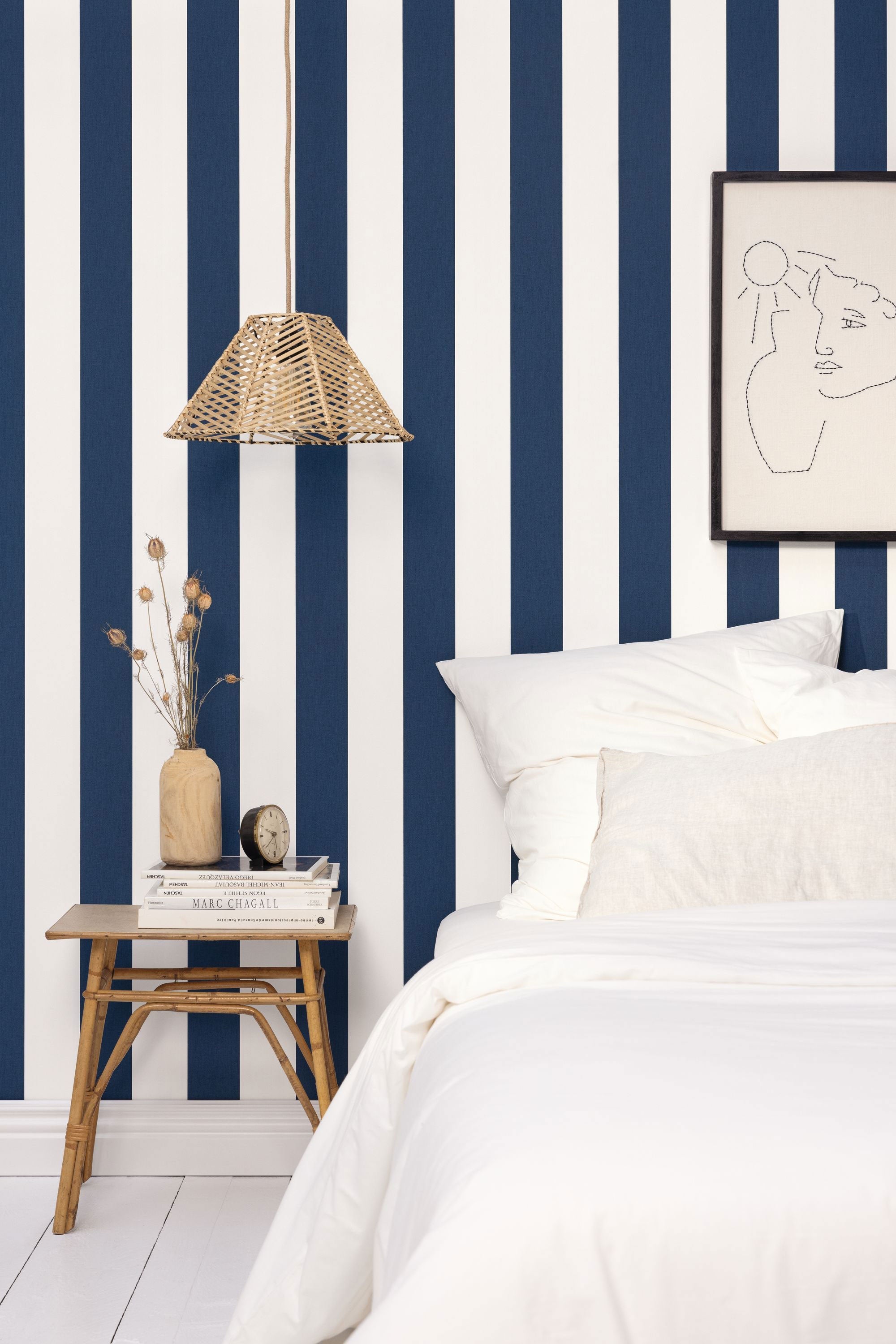 BLS104046269 Linen Lines Bleu Marine Wallpaper by Caselio