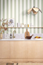 Linen Lines Vert Amande Line Up Wallpaper by Caselio