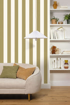 Linen Lines Vert Olive Line Up Wallpaper by Caselio