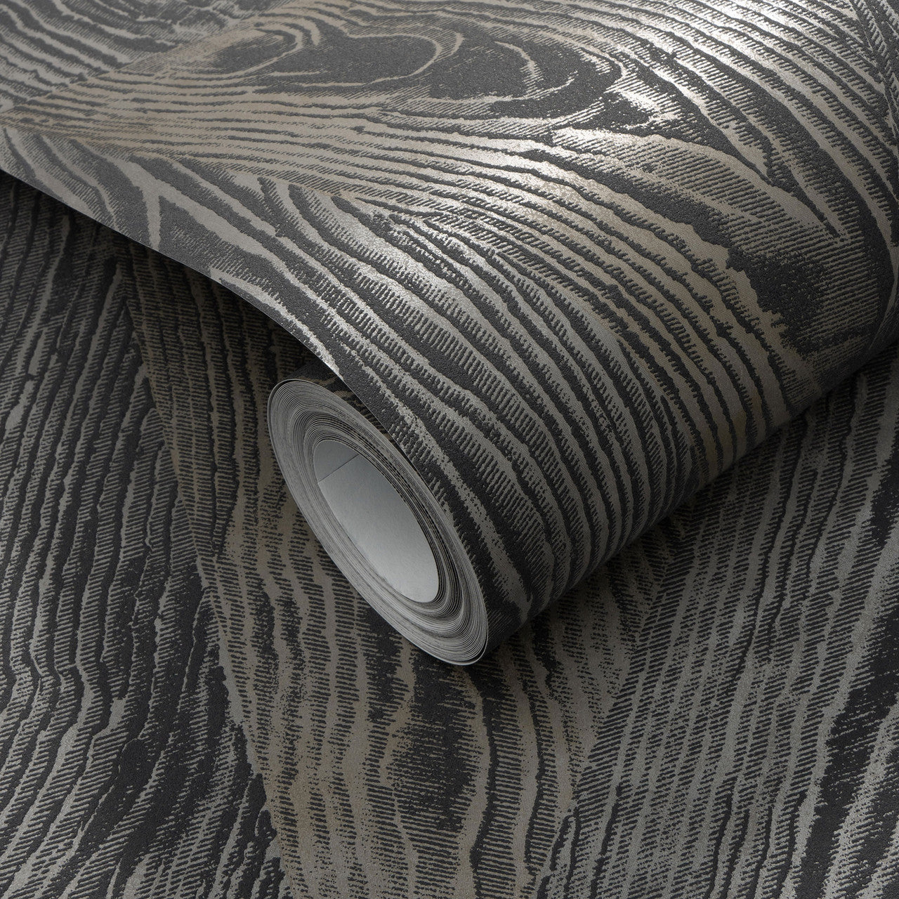 10439-47 Sonata Wood Grain Black Metallic Wallpaper By Erismann
