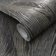 10439-47 Sonata Wood Grain Black Metallic Wallpaper By Erismann