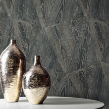 10439-47 Sonata Wood Grain Black Metallic Wallpaper By Erismann