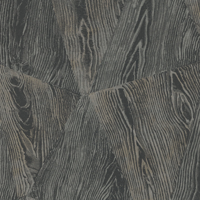 10439-47 Sonata Wood Grain Black Metallic Wallpaper By Erismann