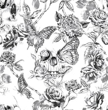 104560 Skull Roses Curiosity Wallpaper by Graham and Brown