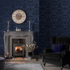 104563 Gothic Damask Flock Established Wallpaper by Graham and Brown
