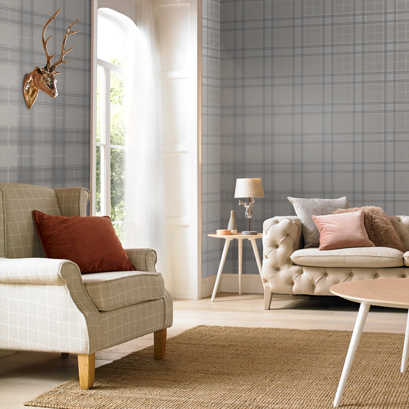 104722 Tartan Balance Wallpaper by Graham and Brown