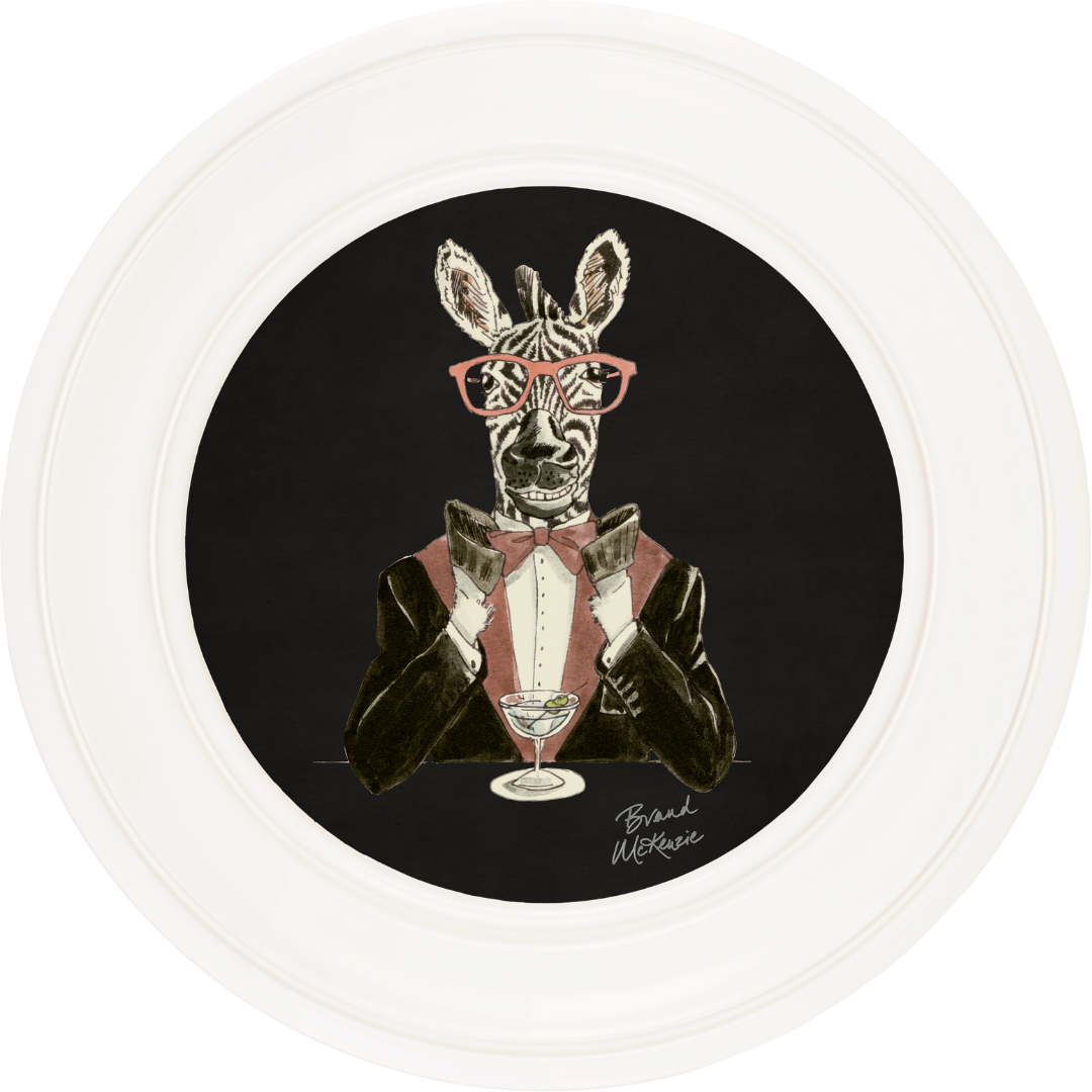 Happy Hour Marty on Charcoal Black Framed Art Prints by Brand McKenzie