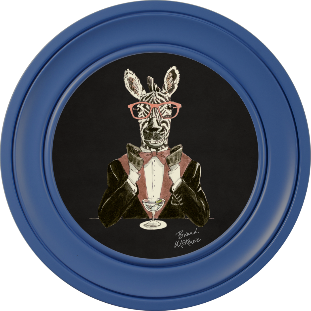 Happy Hour Marty on Charcoal Black Framed Art Prints by Brand McKenzie