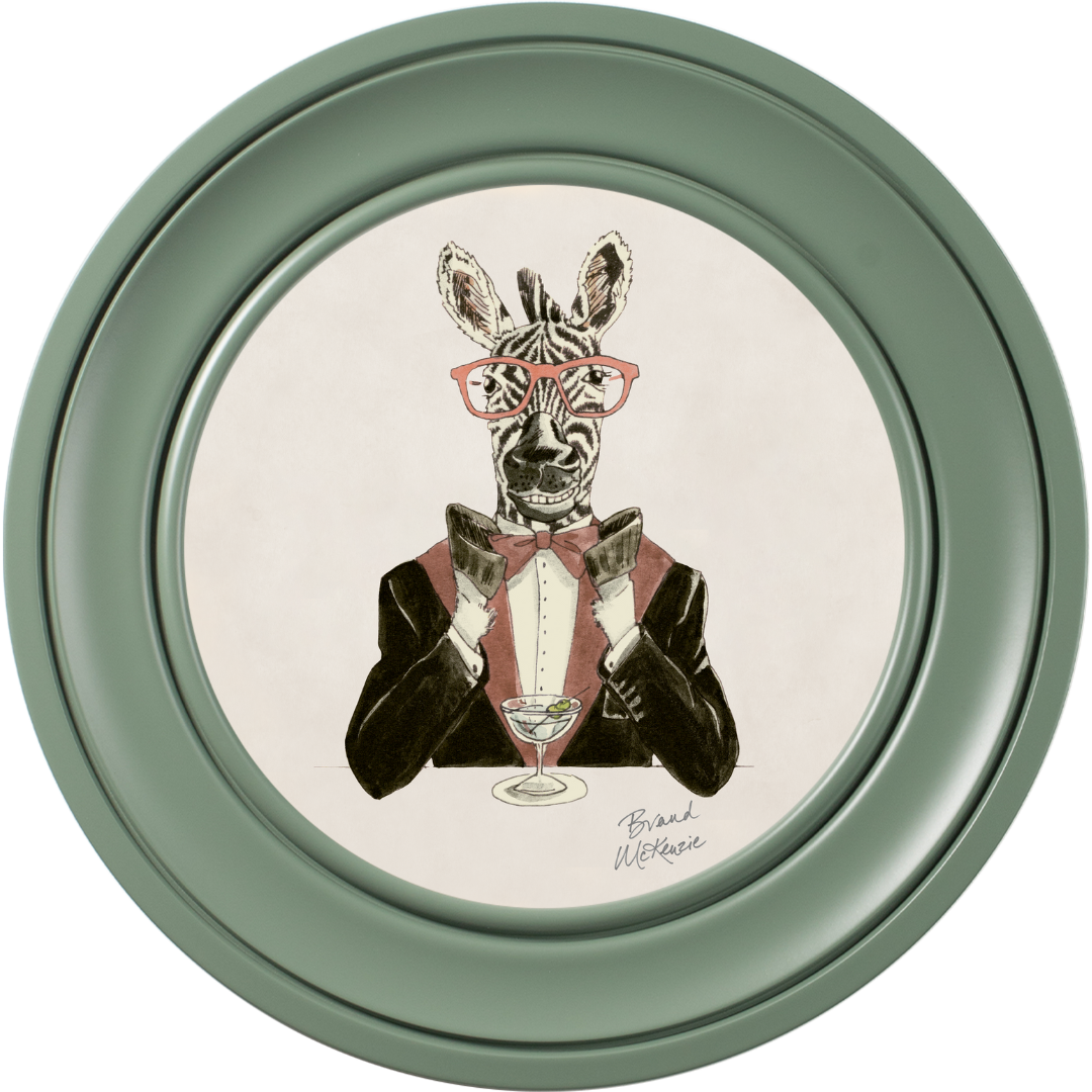 Happy Hour Marty on Chalk White Framed Art Prints by Brand McKenzie