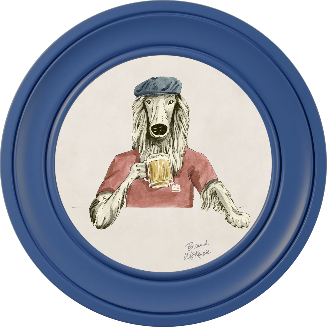 Happy Hour Bruce on Chalk White Framed Art Prints by Brand McKenzie