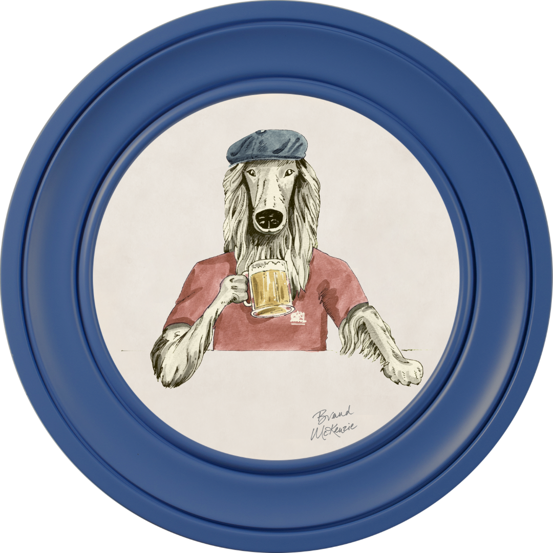 Happy Hour Bruce on Chalk White Framed Art Prints by Brand McKenzie