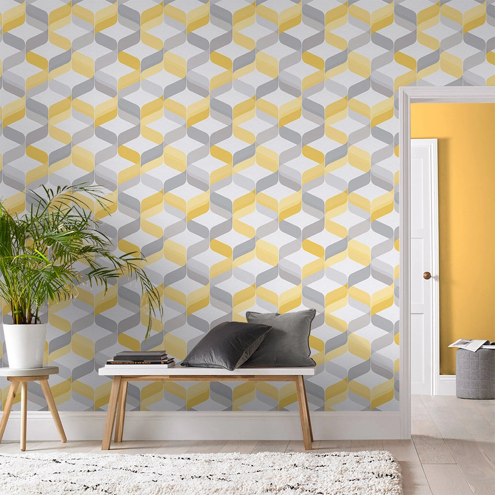 104817 Retro Lemon Curiosity Wallpaper by Graham and Brown