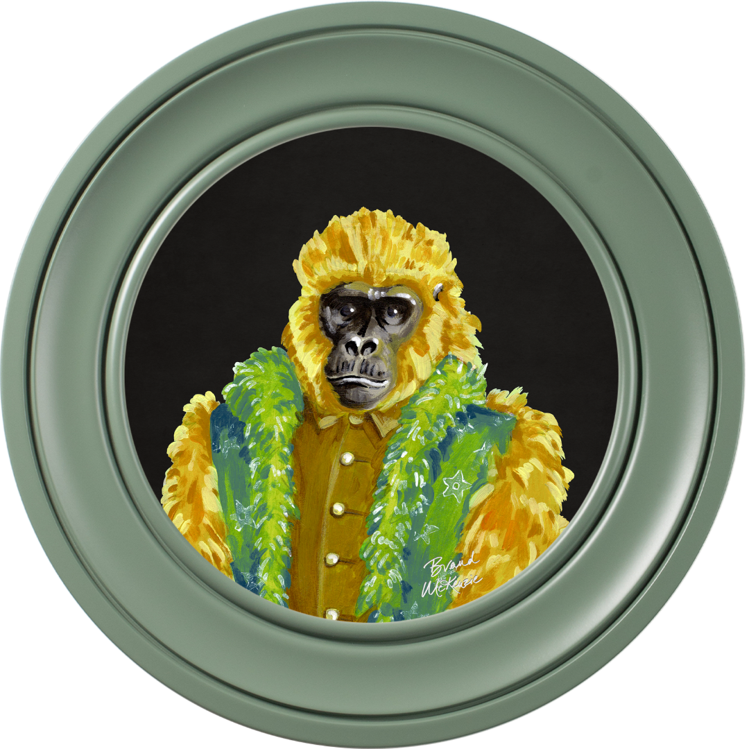 Fine China Gus on Charcoal Black Framed Art Prints by Brand McKenzie