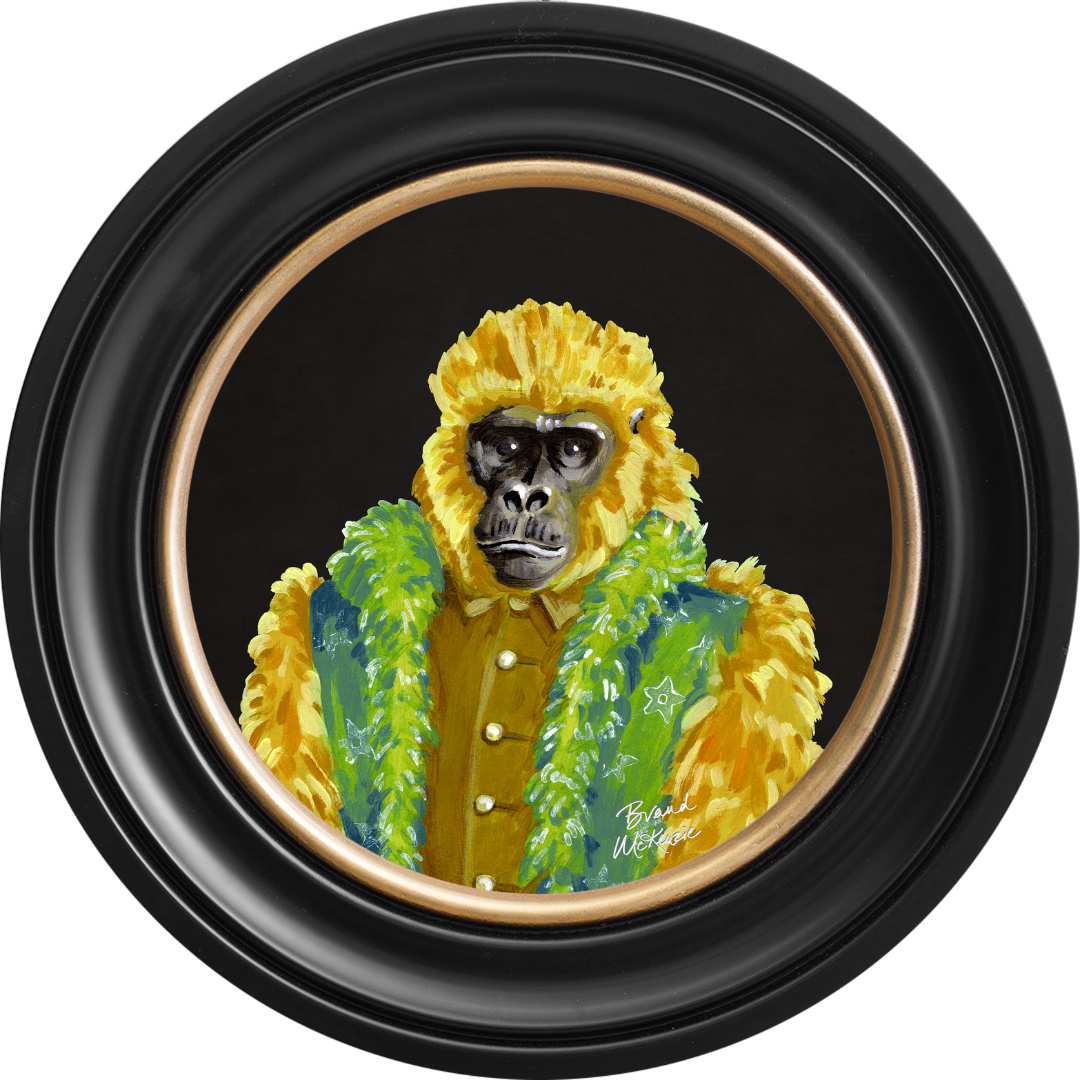 Fine China Gus on Charcoal Black Framed Art Prints by Brand McKenzie