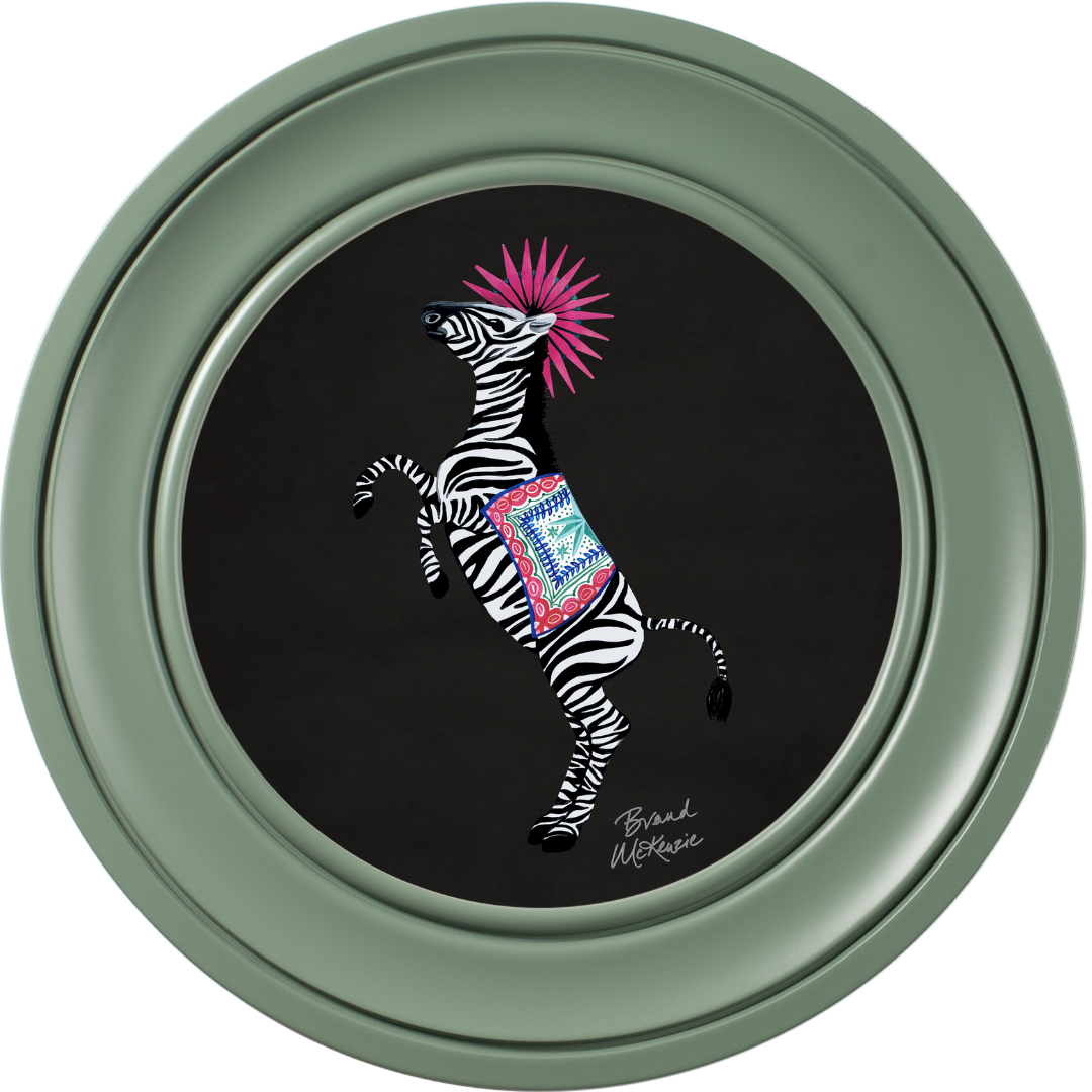 Balancing Act Kiki on Charcoal Black Framed Art Prints by Brand McKenzie