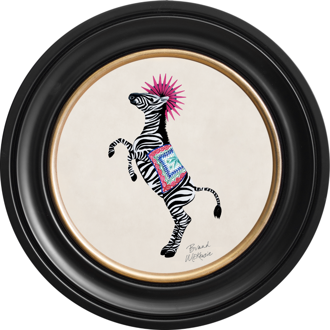 Balancing Act Kiki on Chalk White Framed Art Prints by Brand McKenzie