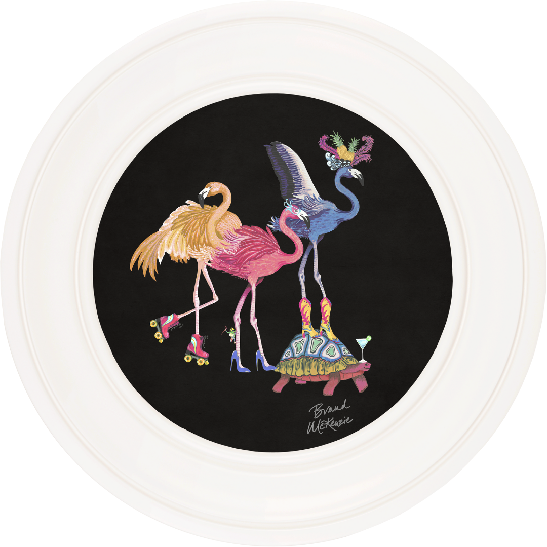 Balancing Act Flamboyance on Charcoal Black Framed Art Prints by Brand McKenzie