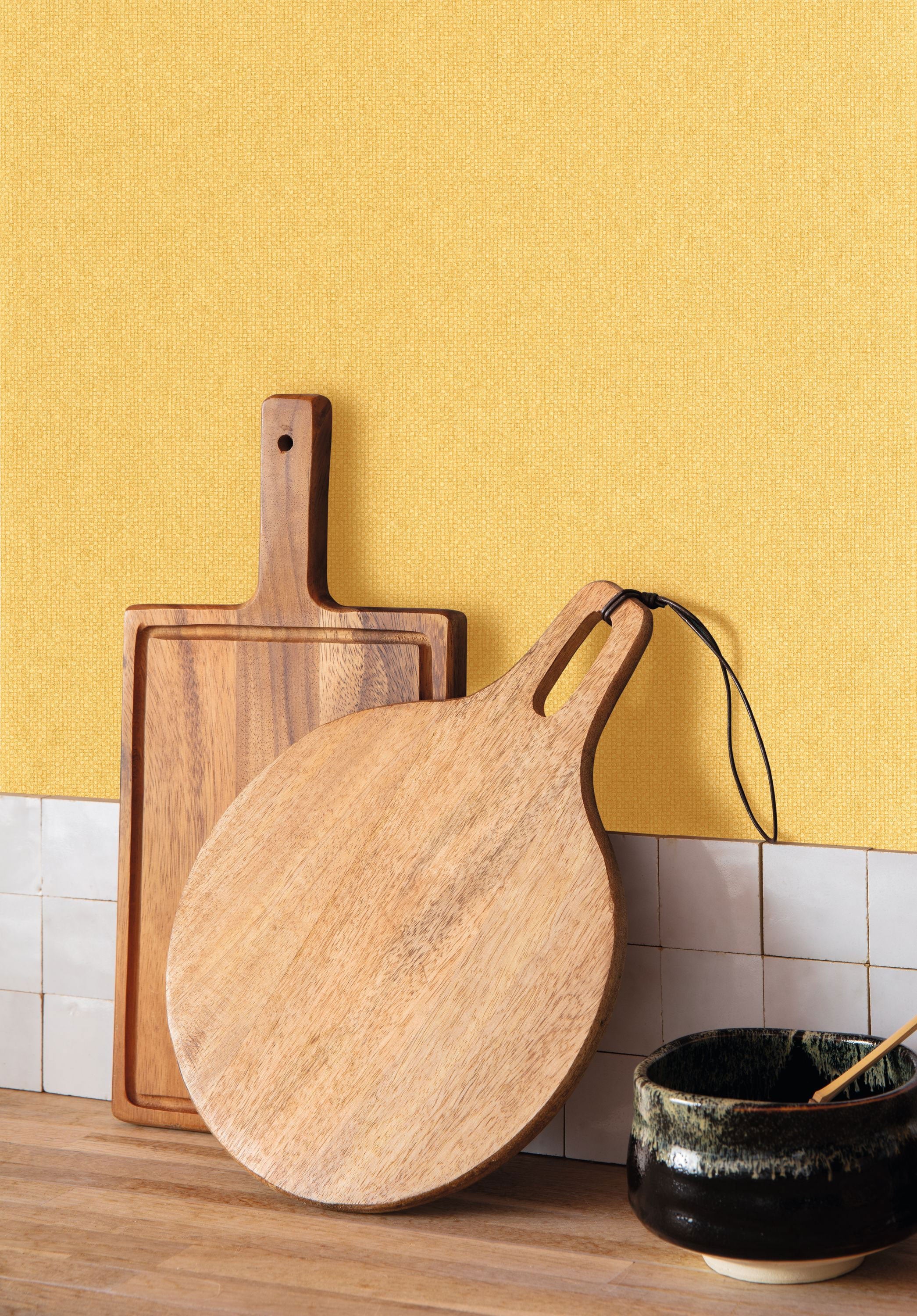 104992554 Uni Mat Ocre Damier Wallpaper by Caselio