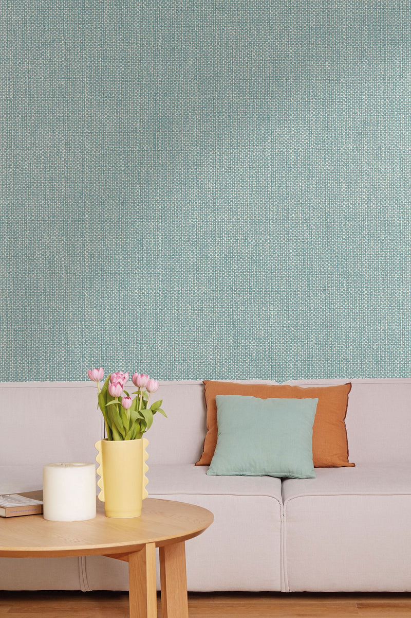 104996420 Uni Mat Bleu Bicolore Damier Wallpaper by Caselio