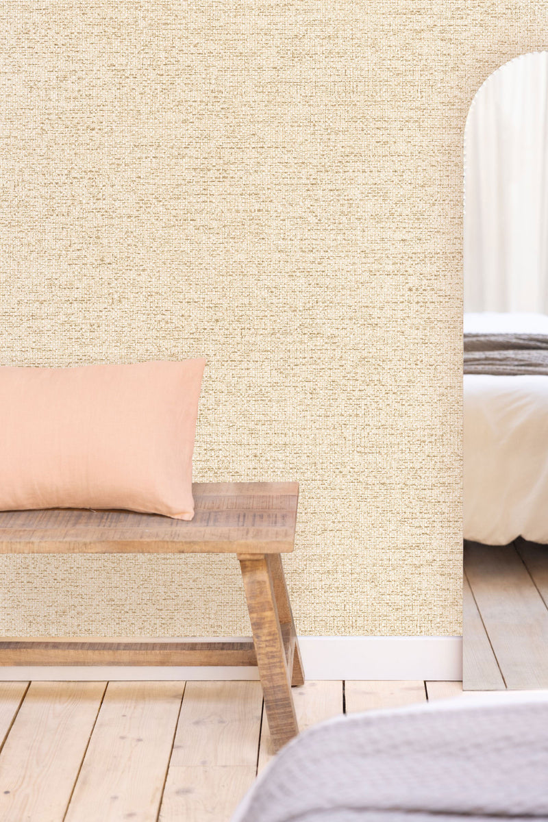 105001010 Uni Metallise Beige Dore Damier Wallpaper by Caselio