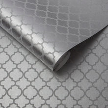 105126 Trelliage Bead Silver Wallpaper by Graham and Brown