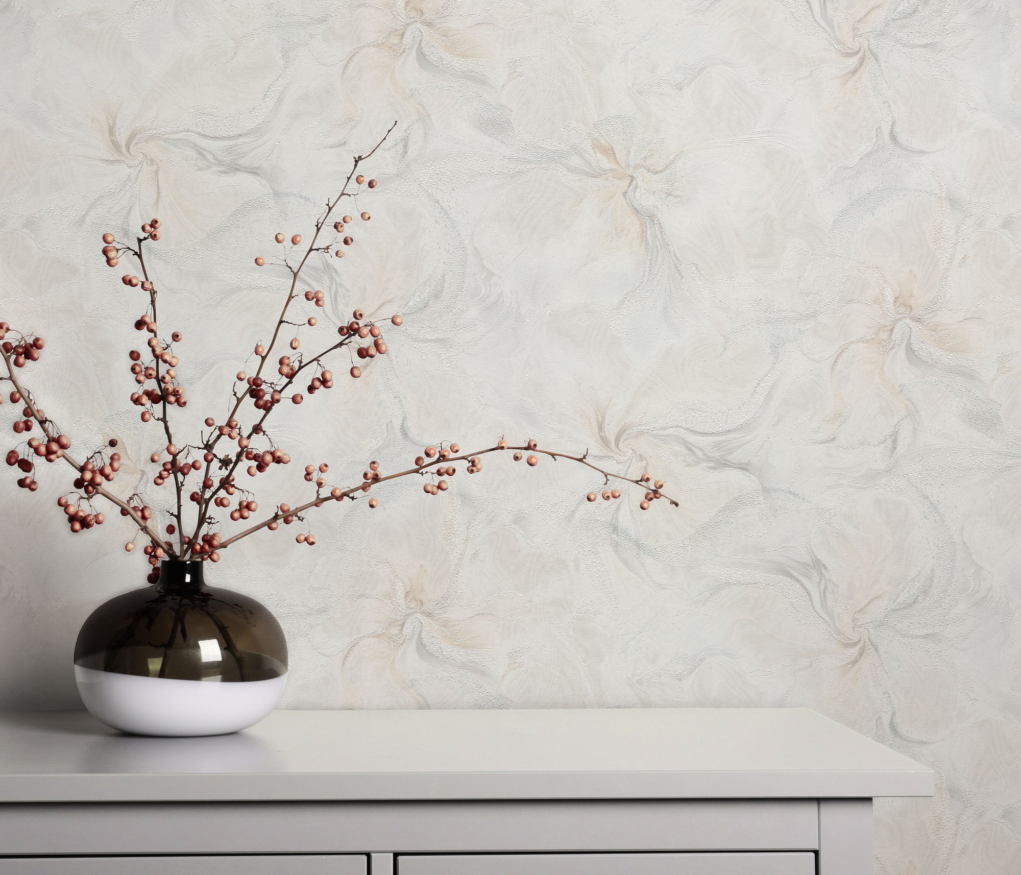 10514-02 Aurora Floral Beige Wallpaper by Erismann