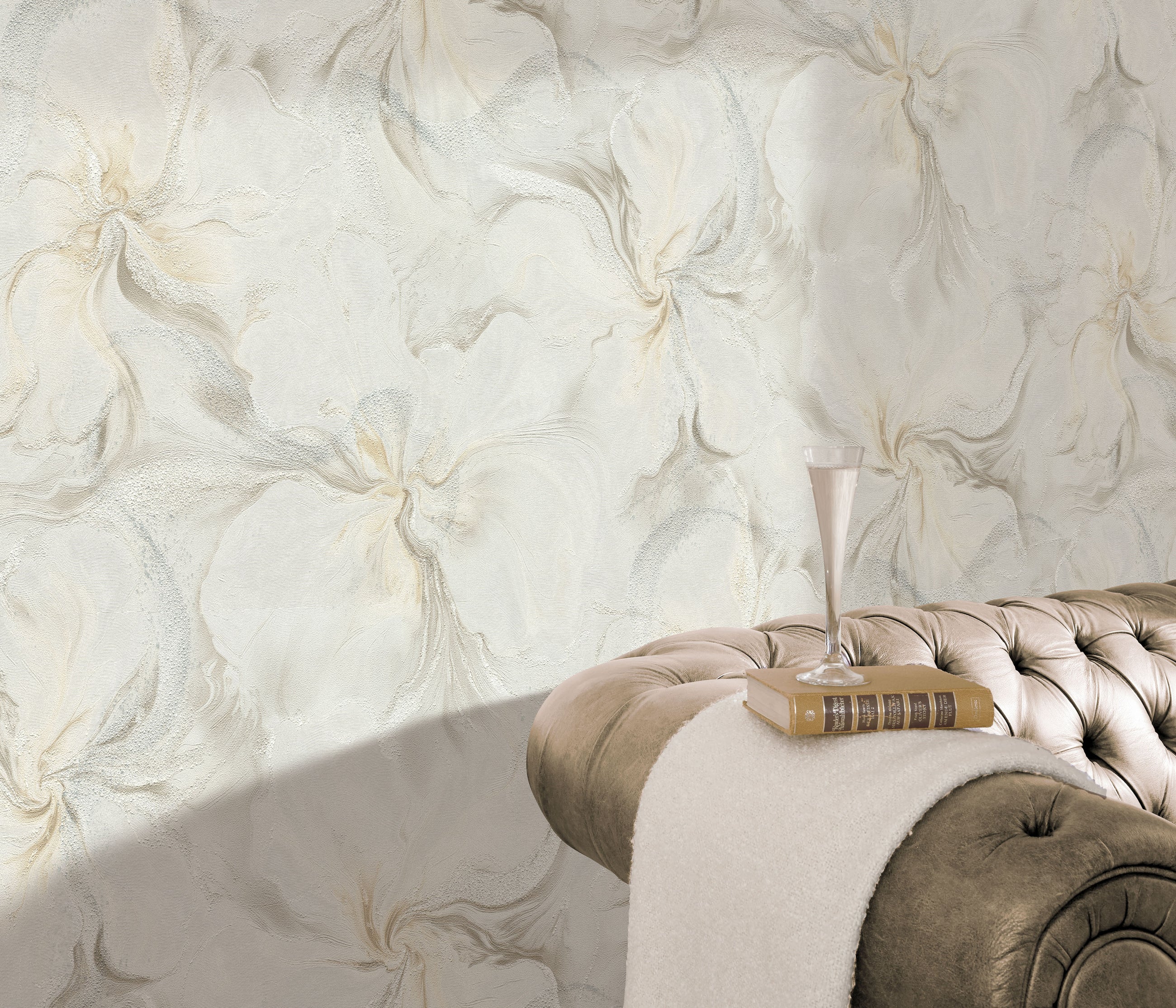 10514-38 Aurora Floral Light Taupe Wallpaper by Erismann
