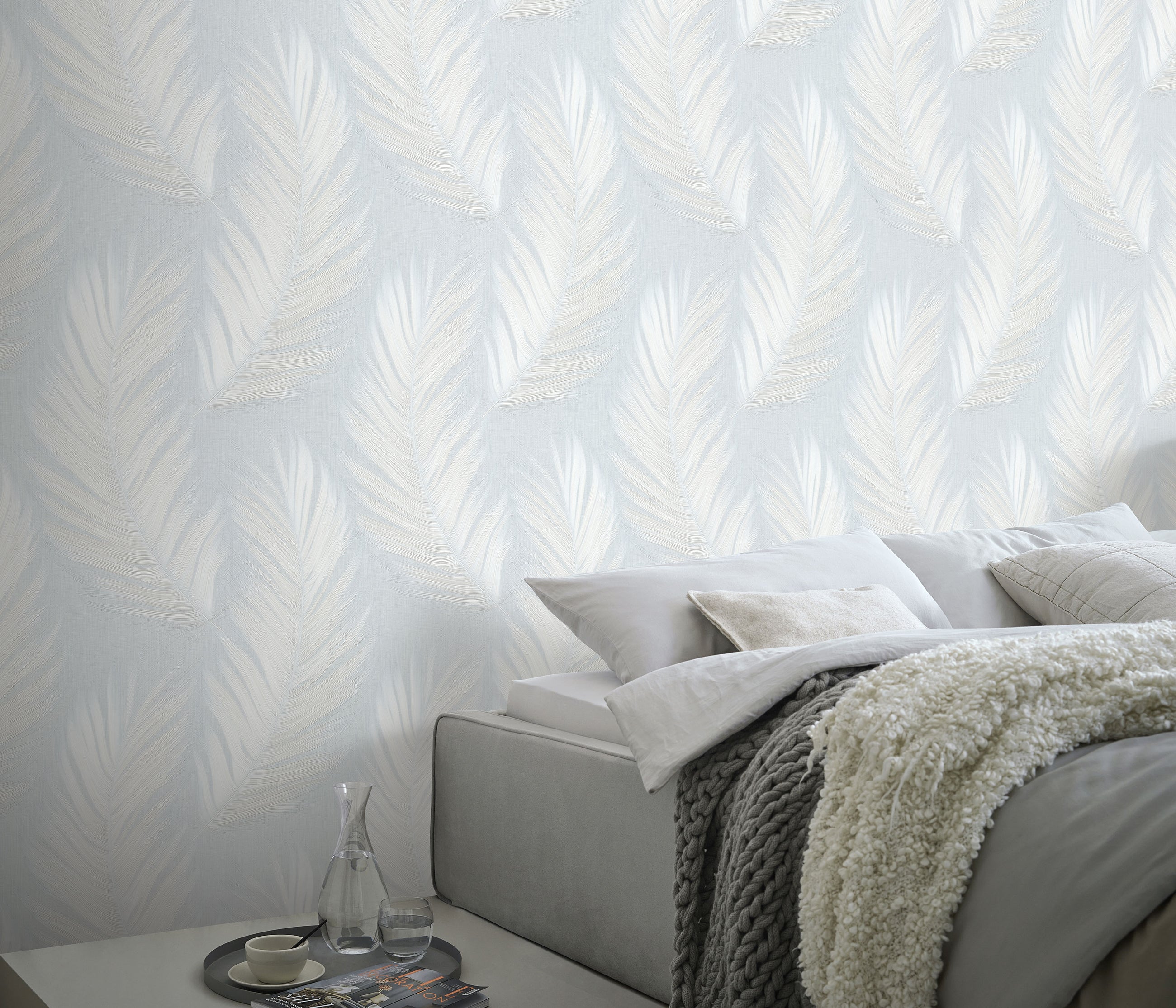 10516-43 Aurora Feather Light Blue Wallpaper by Erismann