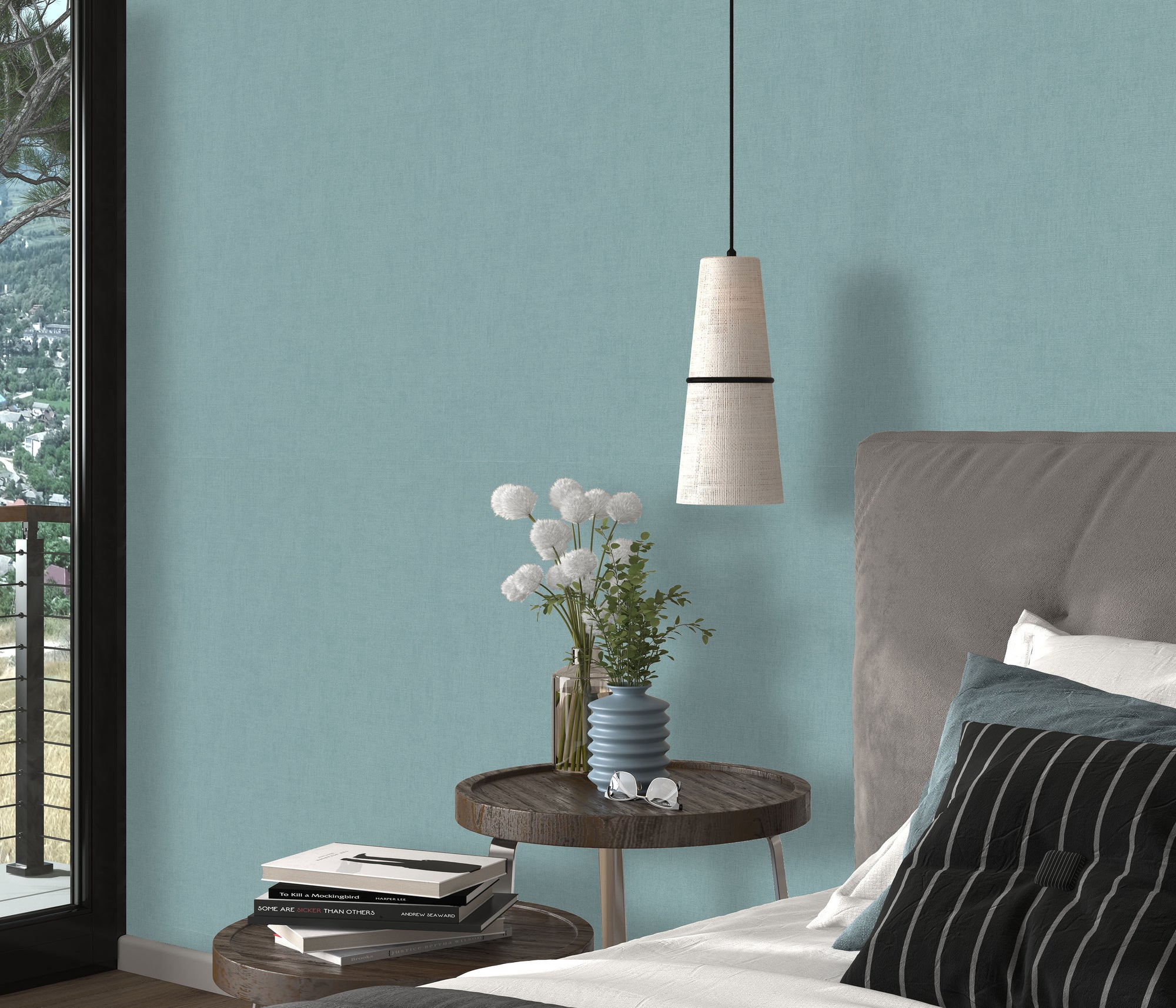10539-08 Aurora Plain Blue Wallpaper by Erismann