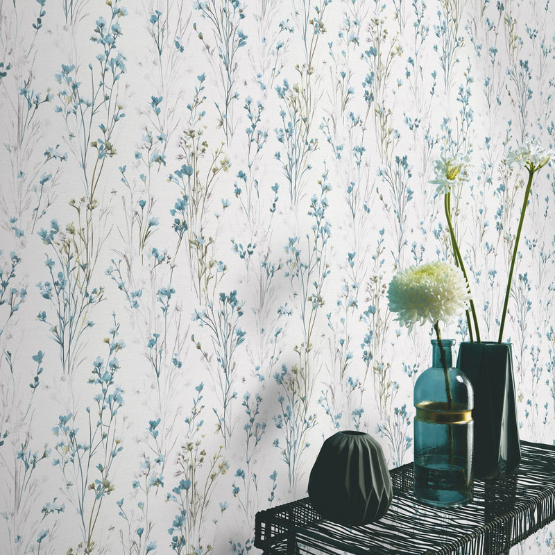 10561-18 Bright Meadow Turquoise Forest Dreams Wallpaper by Erismann