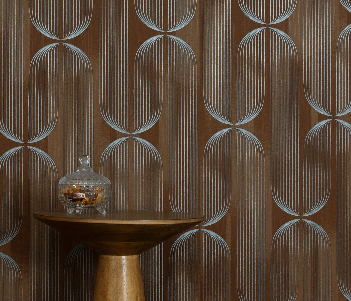 Orbit Lines Brown Elle Decoration 5 Wallpaper by Erismann | 10611-11