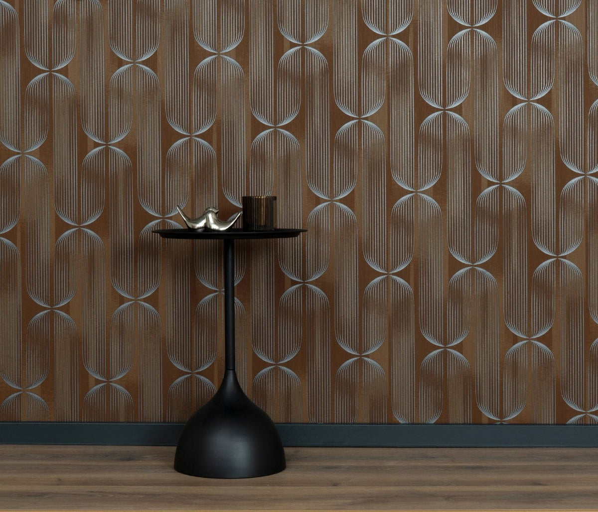 Orbit Lines Brown Elle Decoration 5 Wallpaper by Erismann | 10611-11