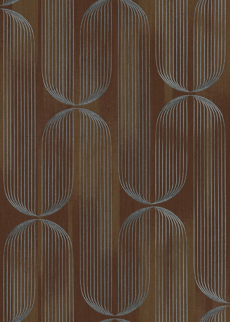 Orbit Lines Brown Elle Decoration 5 Wallpaper by Erismann | 10611-11