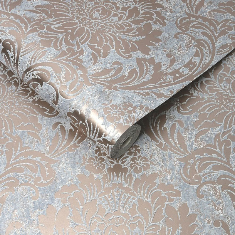 106519 Milan Rose Gold Damask Superfresco Wallpaper By Graham & Brown