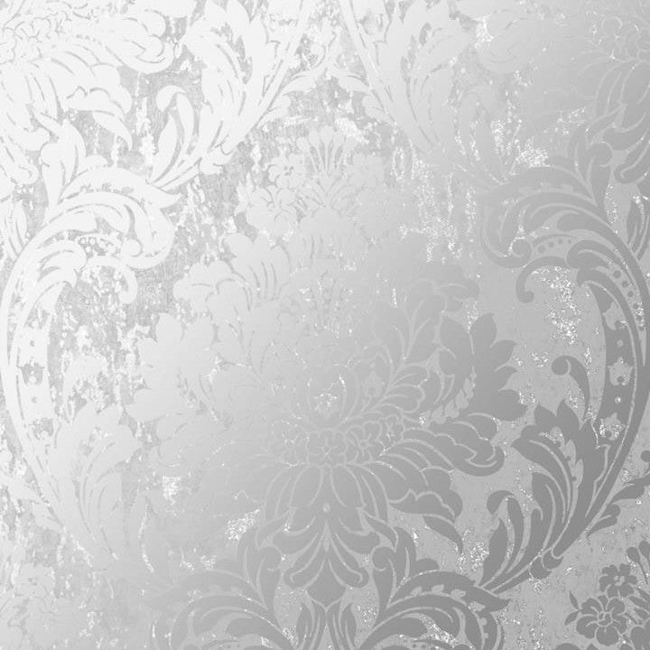 106520 Milan Silver Damask Superfresco Wallpaper By Graham & Brown